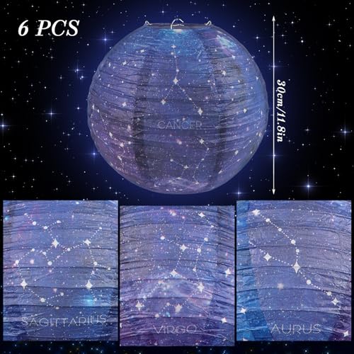 6PCS Galaxy Party Decorations Galaxy Print Paper Lanterns Space Themed Hanging Paper Lanterns for Home Decor Birthday Decor Party Decor?11.8inch?