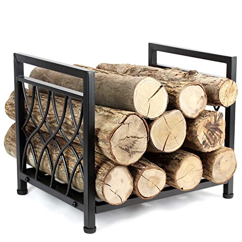 19 Inch Fireplace Log Holder Firewood Rack Indoor Indoor/Outdoor Wood Storage Log Rack Decorative Heavy Duty Steel Firewood Carrier Stove Stacking Rack - Fireplace, Stove and Fire Pit Accessory