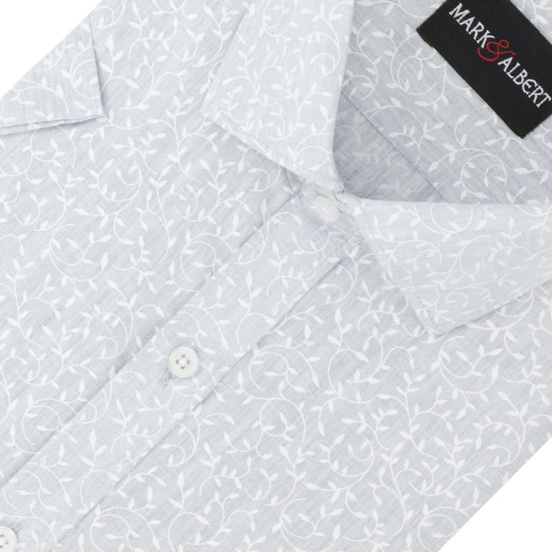 Image of Mark & Albert Men's Half Sleeve Cotton Linen Shirt Blue