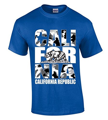 Raxo California Republic T-shirt White Camo CA State Cali For Nia Army Shirt S Blue