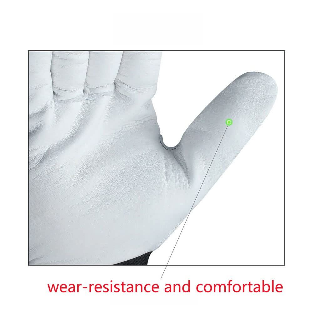 Gants de travail pour hommes, 5 paires de gants de travail de jardin Gants de travail de sécurité pour femmes en cuir de porc Gants de jardinage utilitaires souples respirants Spandex Dos (L)