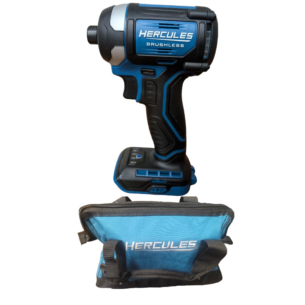 20V Brushless Cordless 1/4 in. Compact 3-Speed Impact Driver Compatible with Hercules comes with 16 inches Tool Bag - Battery and Charger Sold
