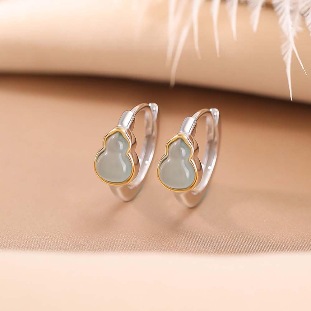 Orecchini,Orecchini pendenti,Orecchini in giada in argento sterling 925,Orecchini a clip Piccoli orecchini a cerchio Zucche Orecchini con pietre preziose for donne Uomini Regali