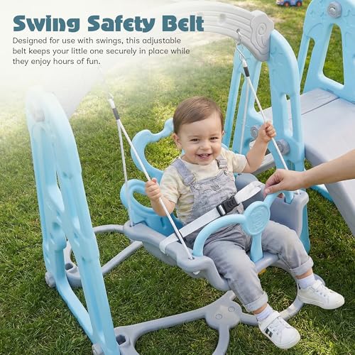 Image of Baybee 4 in 1 Baby Slides & Swing for Kids | Perfect Outdoor Swing N Sliding with Basketball Set, Antislip Steps & Safety Belt | Baby Play Area Indoor Playground Setup | Kids Slider for 2 to 6 Years
