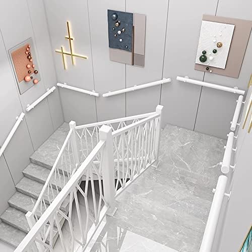 White Wooden Indoor Stair Grab Bar - Safety Rail for Seniors, Wall-Mounted, Available in 1ft to 16ft Lengths, Ideal for Home & Commercial Use, Slip-Resistant Support