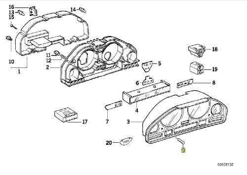Botón BMW E39 E36 salpicadero clásico genuino 2