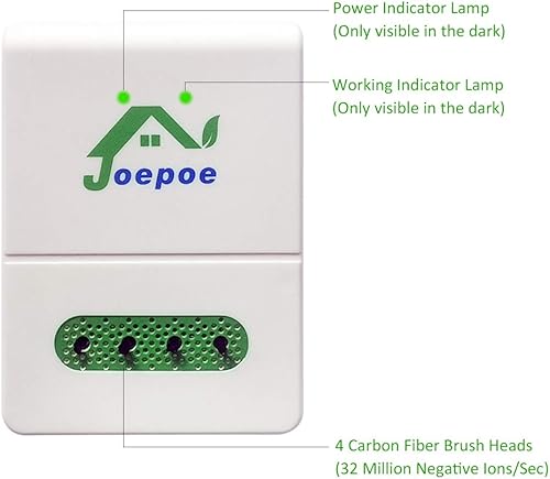 Miniatura 6 de Joepoe Purificador de aire ionizadorpurificador de aire enchufable con salida de tecnología de iones de hasta 34 millones de aniones por segundo,