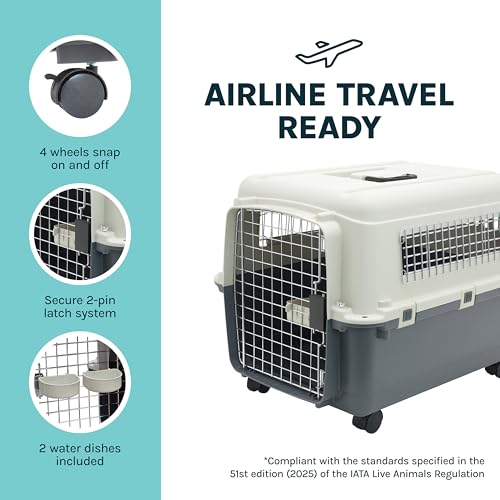Image of SportPet Designs Plastic Kennels Rolling Plastic Wire Door Travel Dog Crate - Medium
