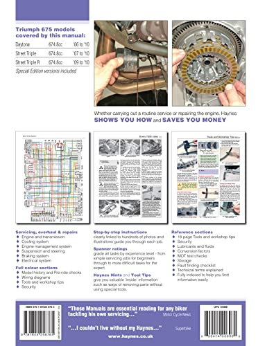Triumph 675 Daytona (06 - 12) & Street Triple (07 - 16) (Haynes Service & Repair Manual)