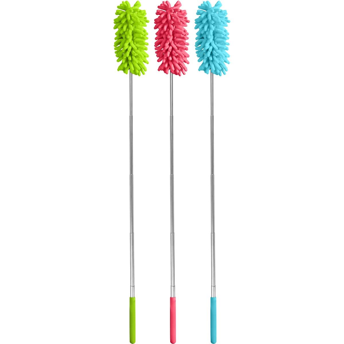 Fackelmann Tecno Plumero de Microfibra Con Mango Telescópico Para Limpieza de Polvo - Extensible de 27 a 76cm - Turquesa, Fucsia o Verde - 1ud.