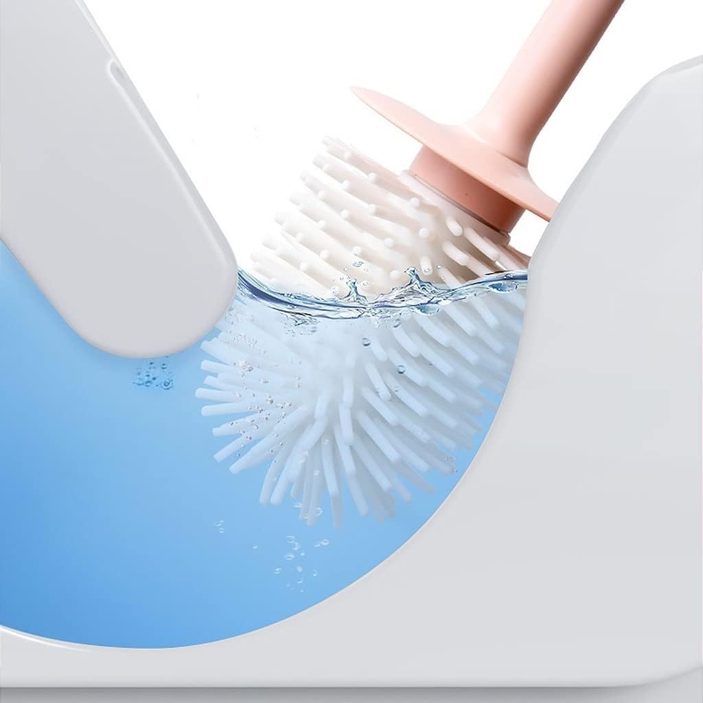 Toilet Brush Holder Toilet Brush Holder Household Wall-Mounted Toilet Brushs Bathroom Long Handle Soft Hair Cleaning Modern Silicone Toilet Bowl Brush Set Toilet Brush Holders(White)
