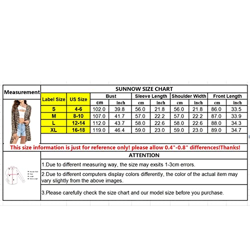 Sunnow Womens Lightweight Open Front Cardigan Shirt Summer Leopard Print Long Sleeve Casual Cover Up With Pockets (Xl) #TOP3