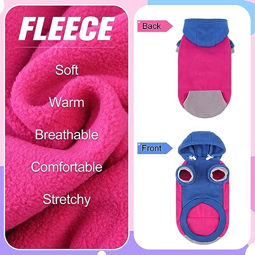Image of BEAUTYZOO Fleece Dog Hoodie Sweatershirt with Pocket and Leash Hole, Stretchy Small Medium Large Sized Dogs Clothes for Fall Winter Cold Days, Color Designer Warm Dog Jackets,French Bulldog Coats