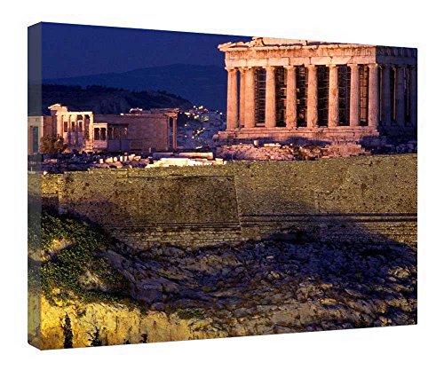Toile de l'Acropole à Athènes : tableau mural avec cadre bois 40 x 50 cm