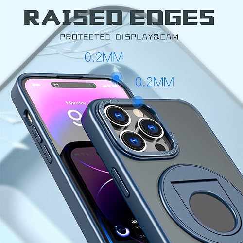 Étui iPhone 13 Pro Max idéal pour charger sans fil et regarder des vidéos avec bague bleu