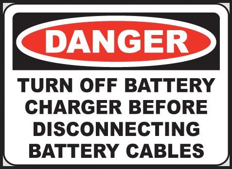 Danger Turn Off Battery Charger Before Disconnecting Battery Cables Sticker