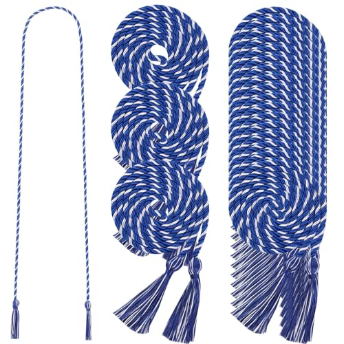 24 pcs Graduation Honor Cords 68" Grad Braided Honor Cord with Tassel Honor Rope Grad Cords Bulk for Graduation Students Bachelor Master Doctoral Gown Grad Decor (Royal Blue and White) by TFTAFAN - Used condition - US$24.85