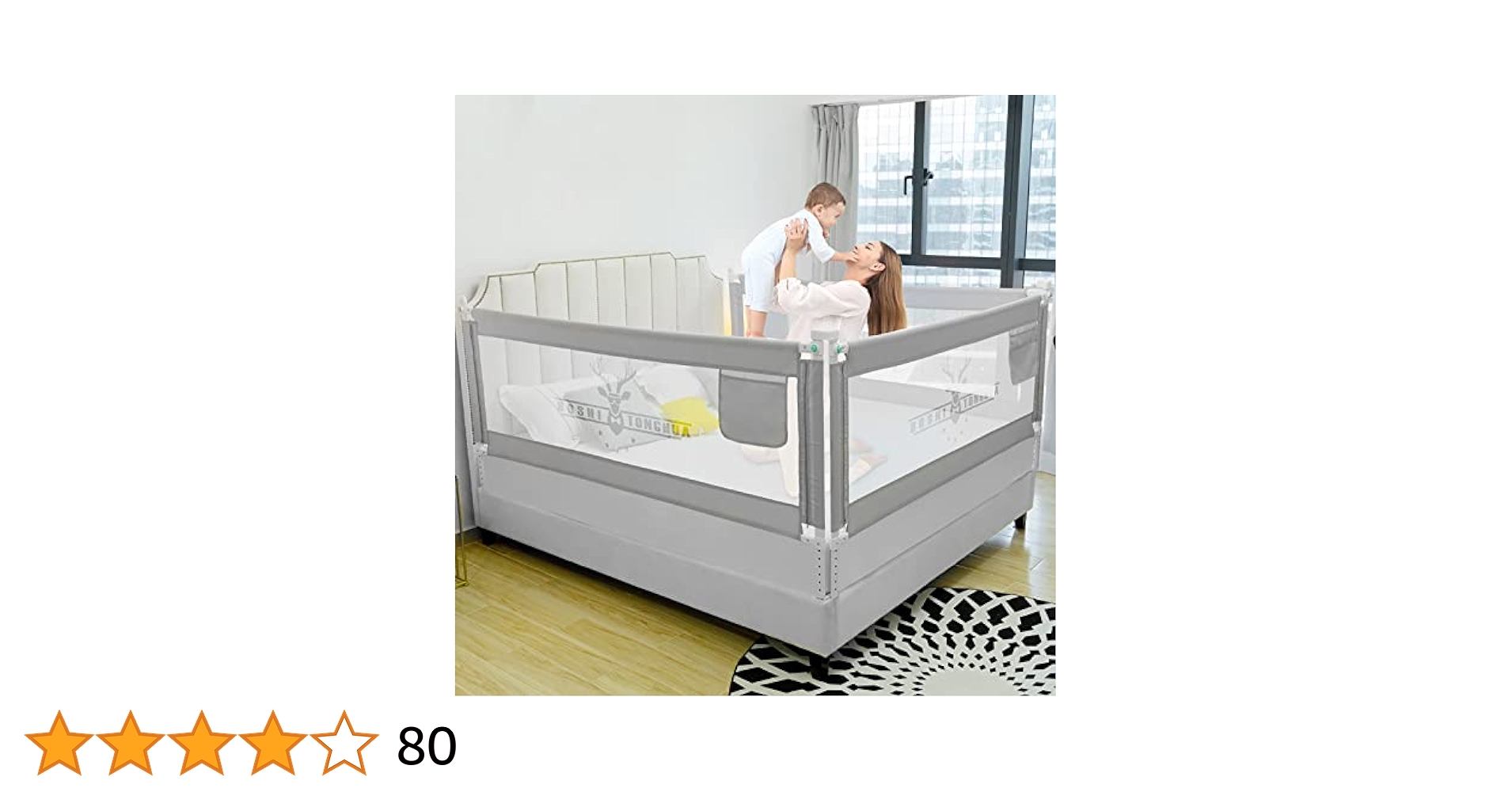 Sponde Letto Bambini Anticaduta - Barriera Sicurezza 200cm E 180cm, Grigio