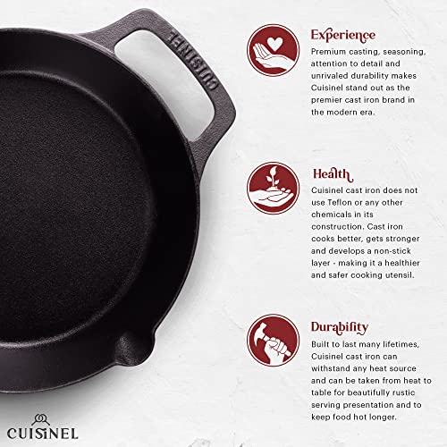 Image of Cast Iron Skillet with Glass Lid - 8 inch-Inch Dual Handle Frying Pan + Pan Scraper + Silicone Handle Holder Covers - Pre-Seasoned Oven, Grill, Stovetop, Fire, Induction Safe Cookware - Indoor /Outdoor Use