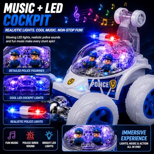Image of SMART BOY Remote Control Car for Kids Boys Girls, RC 4WD (360 Police Stunt CAR with Smoke)