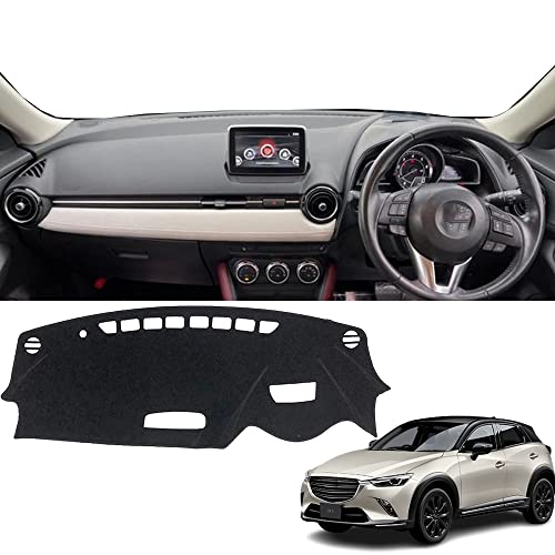 Kakash マツダ専用ダッシュボードマット ダッシュボードカバー車内 内装 日焼け防止 ダッシュボードライト保護マット車種専用設計 HUD付き(黒(黒ックエッジ)適合マツダ MAZDA2/MAZDA 2 DJ系(2019年9月~現行) CX-3 DK系(