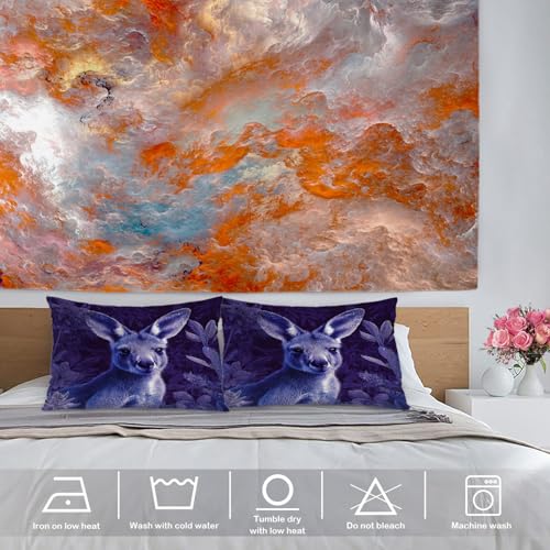 BaoNews Niedliche Känguru-Kissenbezüge, Känguru in violetten Pflanzen, Digital-Mischung, versteckter Reißverschluss, dekorative Kissenbezüge für Schlafzimmer, Lendenwirbelsäule, 50,8 x 66 cm, 2 Stück