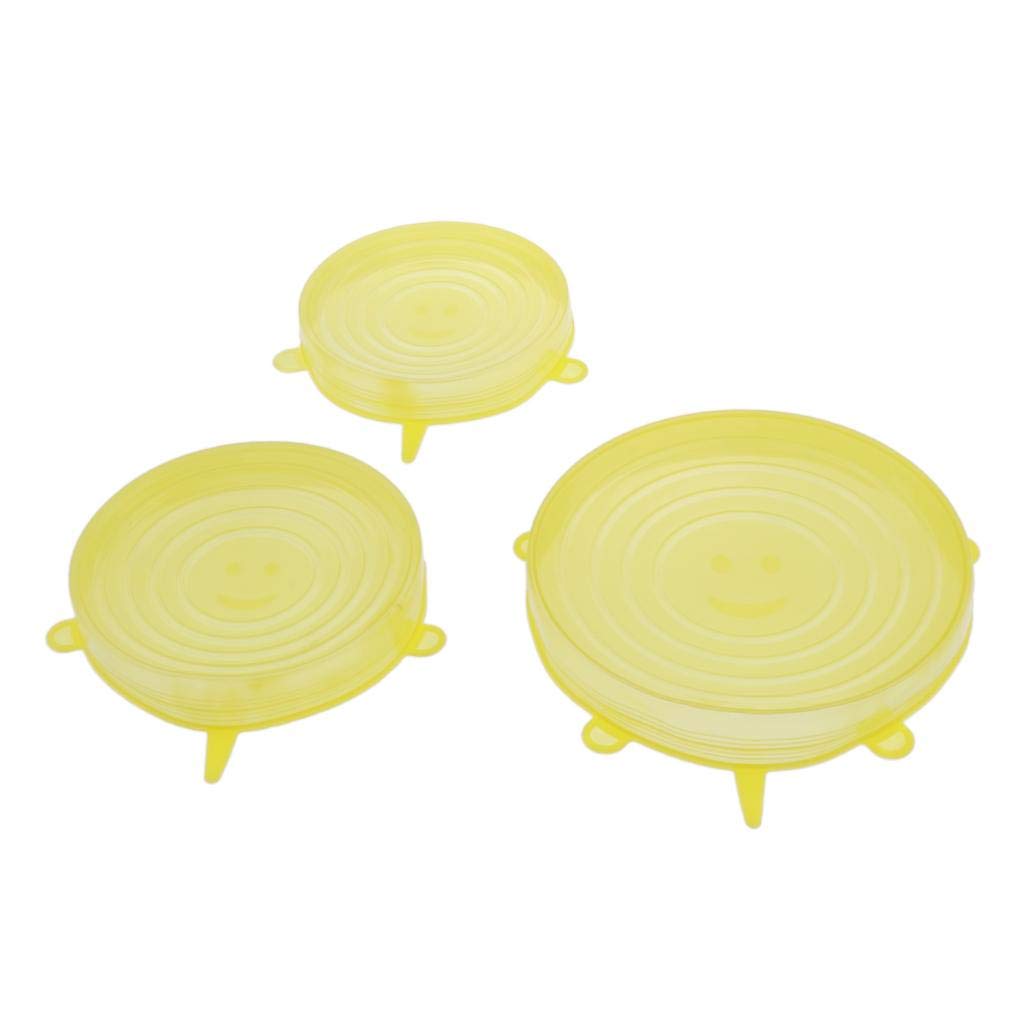 Merishopp 3PCS Reusable Stretch Lid for Suction Pot Seal Bowl Kitchen Storage Yellow-L-image-19