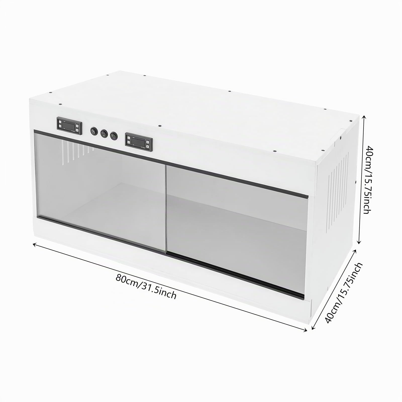 Caja de cría de reptiles de PVC, autoportante, con 3 soportes para lámpara, E27, para camaleones, barbas de dragón, pieles con lengua azul, 80 x 40 x 40 cm (blanco)