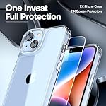 TAURI 3 in 1 for iPhone 14 Case Clear, [Not Yellowing] with 2X Screen Protectors, [Military-Grade Drop Protection] Shockproof Slim 14 Cover 6.1 Inch - Image 3