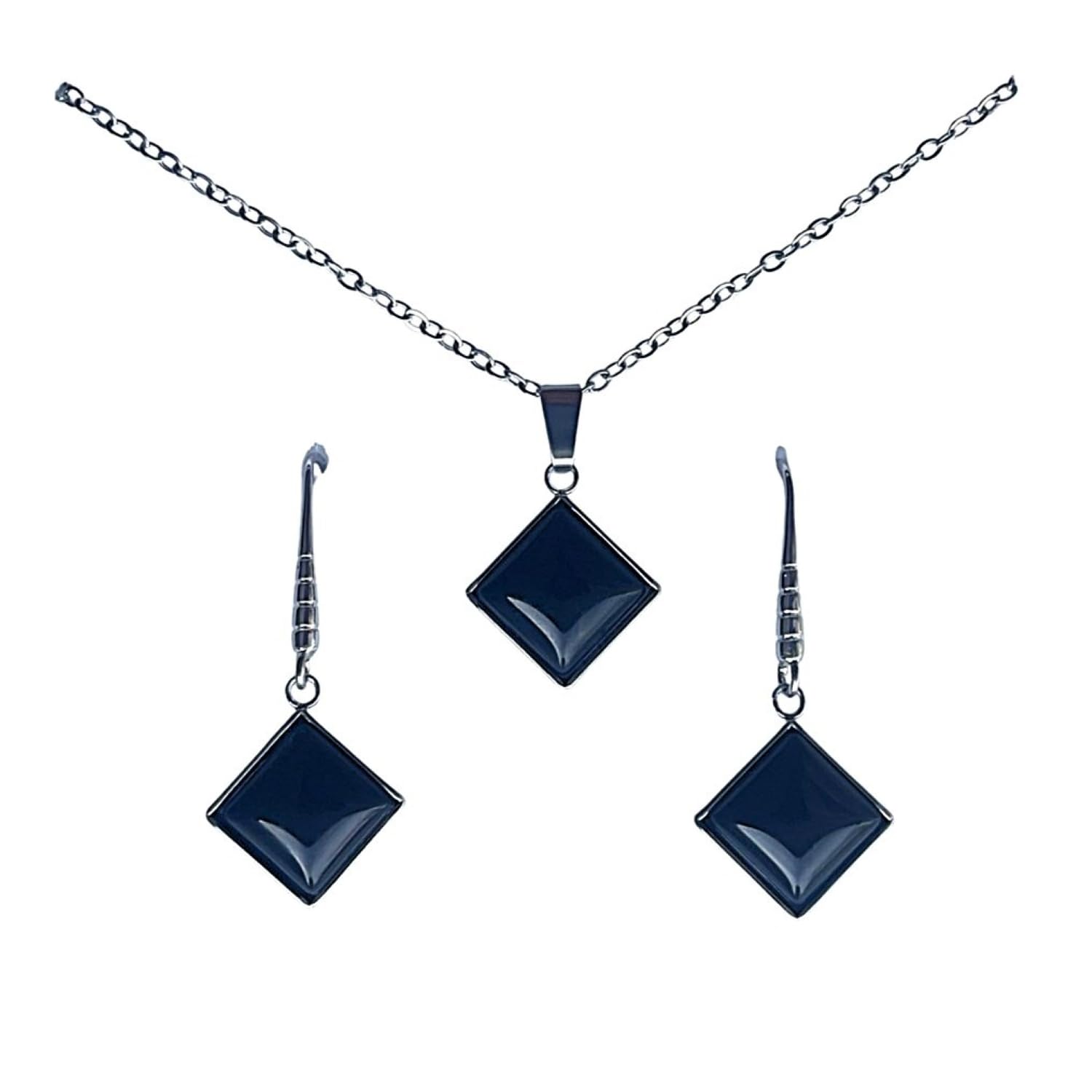 ASTER ALHELÍ - Conjunto Collar y Pendientes Mujer Piedras Naturales - Joyas Acero Inoxidable Mujer - Conjunto Joyería Elegante y Ligero - Set Collar y Pendientes Regalo Mujer