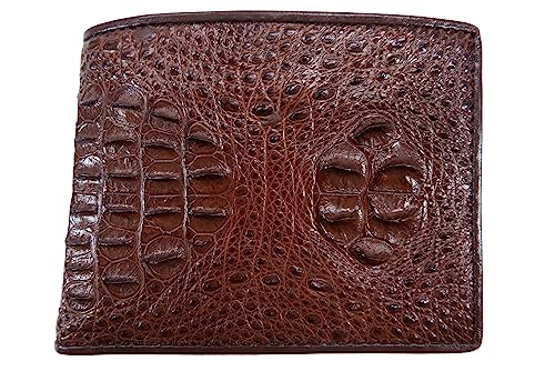 Genuine Crocodile Alligator Full Hornback Skin Leather Soft Bifold Casual Wallet ([A8] - 7 Card Slots + 1 ID Window + 2 Compartments for Bills, Mahogany Brown)2