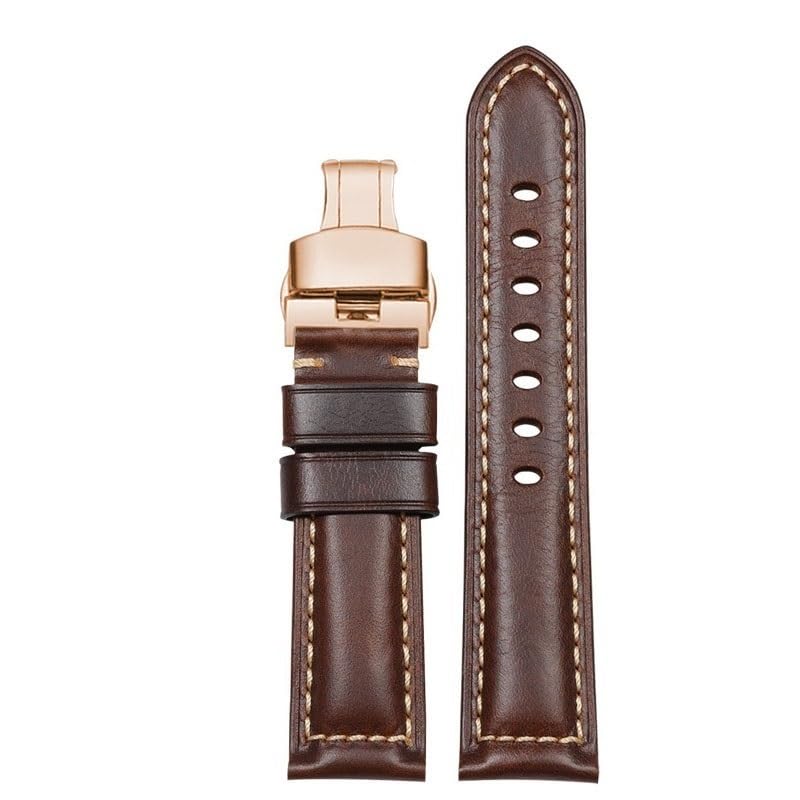 Bracelet montre cuir résistant pour Hamilton boucle papillon anti-usure