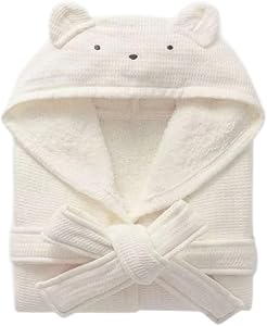 Kids Hooded Bathrobe 100% Cotton Pajama Robe, Boys and Girls Soft Towel Morning Gown, 2-9 Spa Hooded Toddler Long Bathrobe