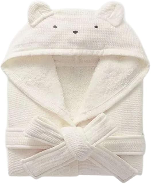Peignoir à capuche pour enfants 100% Coton Pajama Robe, Garçons et Filles Serviette douce Gonflement du matin, 2-9 Spa Peignoir long à capuche