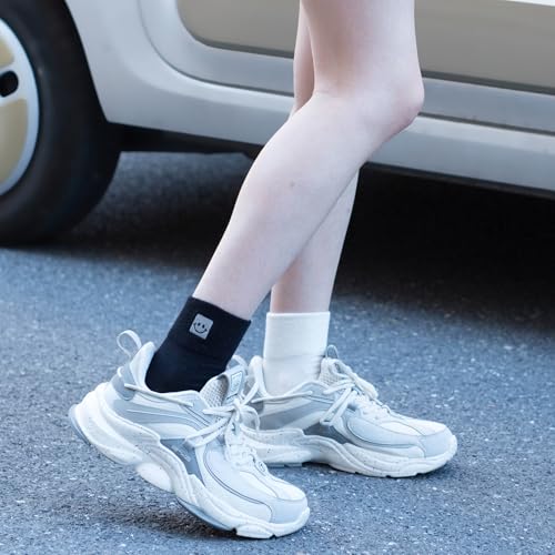 Image of HUGSWEET Cotton Soft Comfy Crew Ankle above Socks for Women Gift 5-10 Pairs | Colorful Casual Cute Funny Smiley Face Quarter Mini Crew Thin Socks, Elastic Lightweight Gifts for Women