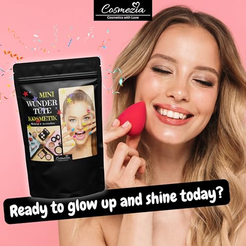 COSMEZIA Make Up Set Wundertüte 7+ Kosmetikartikel, Accessoires & Spruchkarte Kosmetik Überraschungstüte Makeup Markenprodukte Beauty Überraschungsprodukte, Marken Make-Up, Geschenkidee Make-up Set