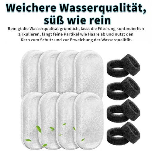 Katzenbrunnen Filter, 40 Stück Ersatzfilter Für Trinkbrunnen, 20 Stück Kohlefilter, 20 Stück Schaumfilter, Trinkbrunnen Filter für Katzen und Hunde, mit Kohlefilter und Schaumfilter (40)