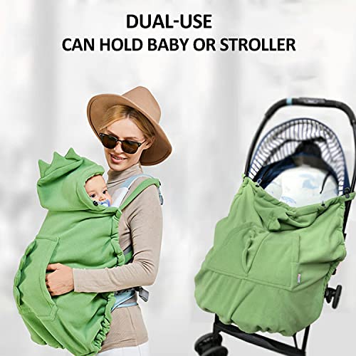 Baby Carrier Cover Stroller Cover,Newborn Hooded Stretchy Cloak,Soft Kangaroo Hoodie for Mom Baby,Suit for All Seasons (Green) - Thumbnail 2