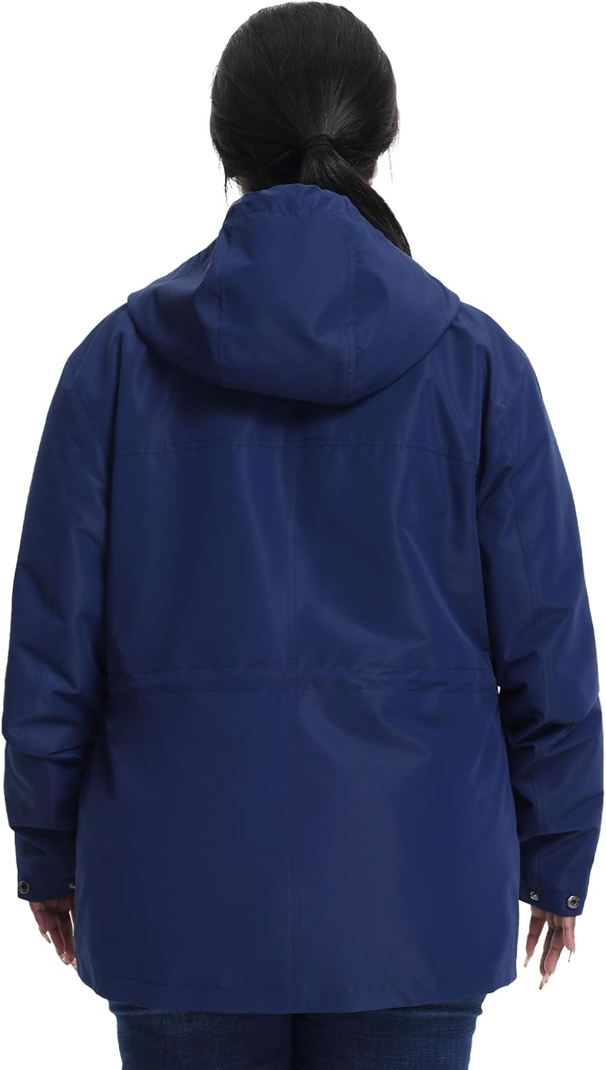 Women's Plus Size Lightweight Windproof Jacket, Water-Resistant Windbreaker Jacket with Hood for Traveling, Hiking, Daily - Image 3
