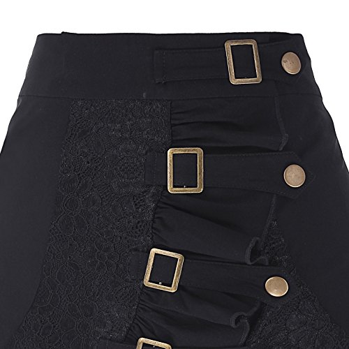 Belle Poque Goth Skirt Black Steampunk Skirt for Women Gypsy Hippie Skirt A-Line Victorian Skirt L steampunk buy now online