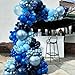 Blue Silver Balloons Set, 12 Inch Blue and Silver Balloons Dark Navy and Confetti Party Latex Balloon, Macaron Metallic Baby Blue Mixed Balloon for Birthday Graduation Baby Shower Wedding Retirement