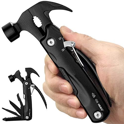 12-in-1 Mini Hammer Multi-Tool Birthday Christmas Gifts Ideas for Men Boyfriend Husband-Presents for Dad from Daughter Son Cool Gadget Stocking Stuffers Camping Survival Gear Multitool for Men Him