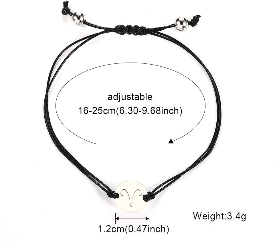 Silver Zodiac Bracelet Constellation Sign Bracelet for Women.12 Astrology Horoscope Bracelet/Anklet Friendship Couple Jewelry with Card