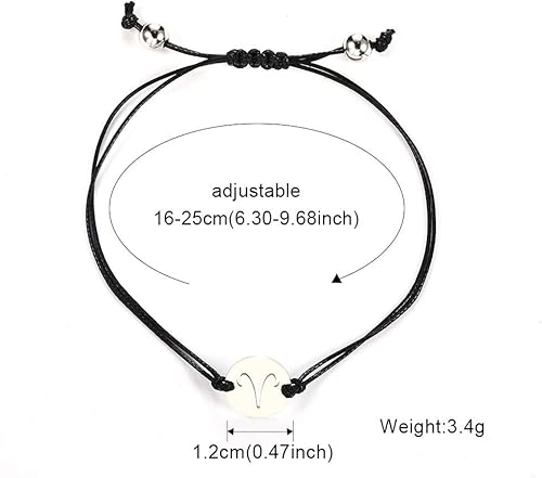 Miniatura 3 de Pulsera de plata con signo de constelación del zodiaco para mujer. 12 pulseras de horóscopo de astrología, tobillera para niñas, adolescentes,