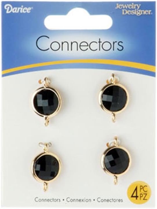 Darice 1999-5936 Jewelry Connectors-Gold and Black Rhinestones