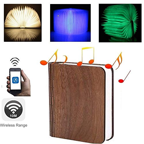 Duoshida Bluetooth Speaker Folding Book Led, Book Shape Novelty 7Colours Led Night Light With Wireless Bt Speakers,Mp3 Player Ideal Gift For Father And Adult, Party, Bedroom, Reading #TOP1
