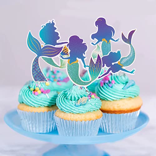 36Pcs Mermaid Cupcake Toppers Mermaid Party Cake Decoration Mermaid Party Supplies Favors For Under The Sea Party Mermaid Theme Party Baby Shower Birthday Party #TOP5