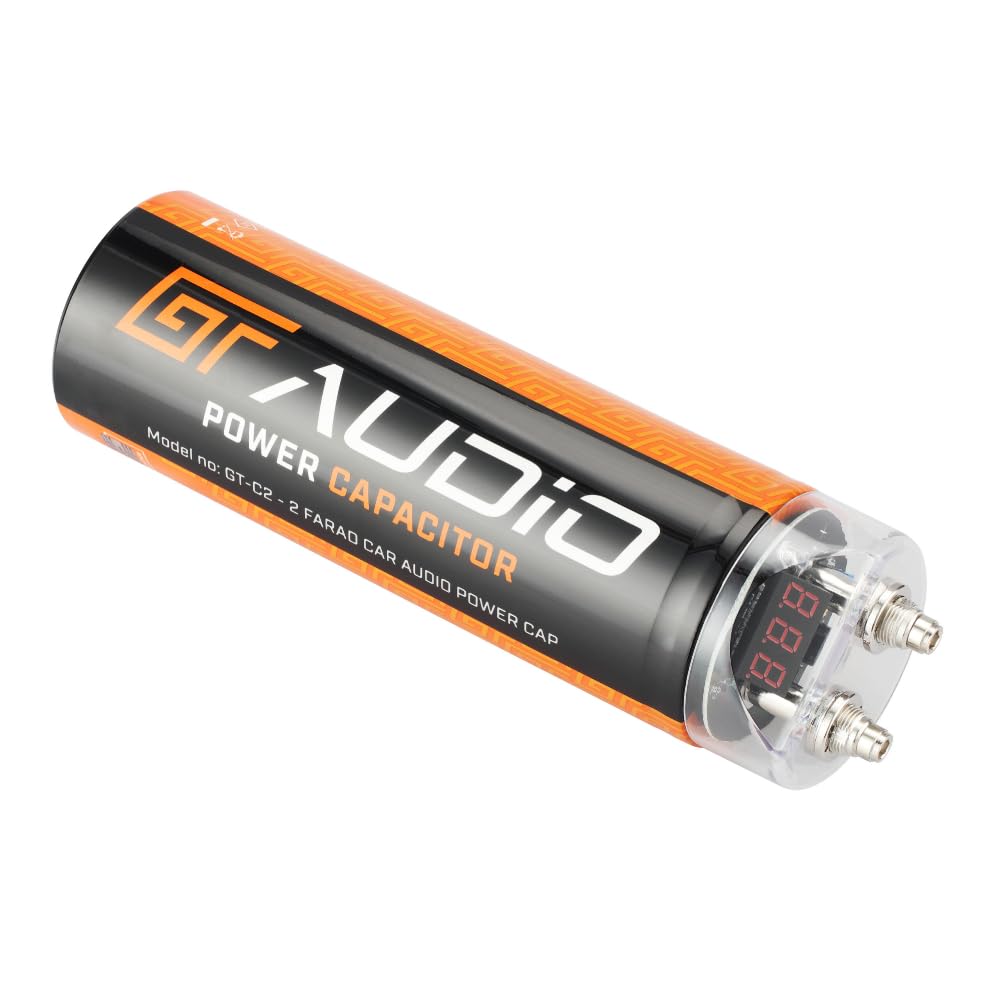KIT SET PER GT AUDIO BASS FACE GTC/2 1 condensatore car audio 2 farad per impianti 2000 rms 1 3 4 5 10 capacitor senza remote, 1 pezzo