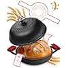 Dutch Oven Bread Baking Pot with Lid 6QT Enameled Cast Iron Oven, Matte Black Design & Sourdough Kit (Silicone Sling) for Artisan Bread Making