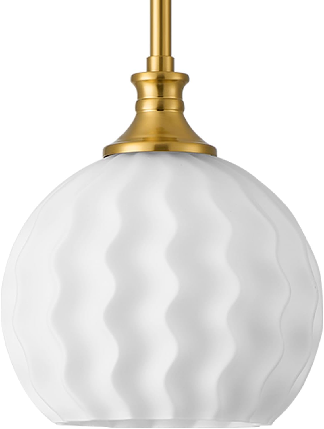 Brushed Gold Pendant Lights Kitchen Island with Frosted Milk Glass Shade, 7.3" Modern Single Pendant Light Fixtures Adjustable Height Hanging Lighting for Kitchen Sink Bathroom Hallway